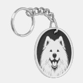Personalized Samoyed Pop Art Super Cute Sleutelhanger (Voorkant Links)
