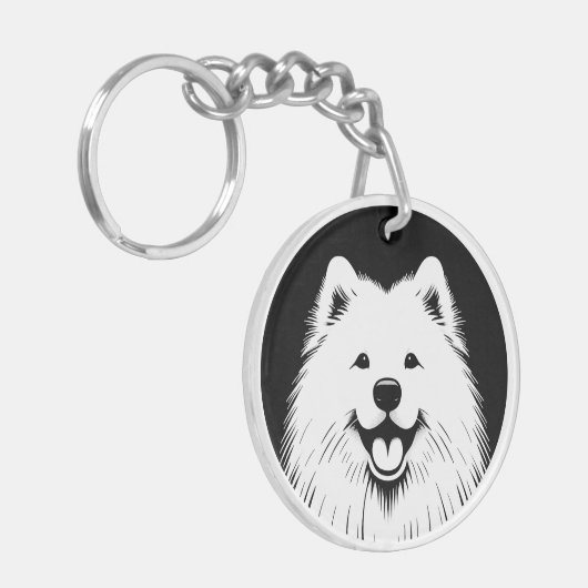 Personalized Samoyed Pop Art Super Cute Sleutelhanger (Voorkant Links)