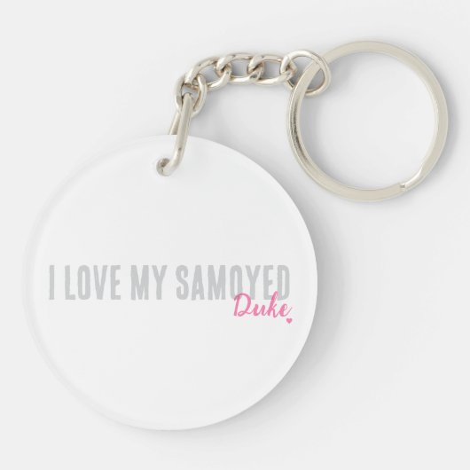 Personalized Samoyed Pop Art Super Cute Sleutelhanger (Achterkant)