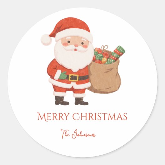 Personalized Santa and gift bag Ronde Sticker (Voorkant)