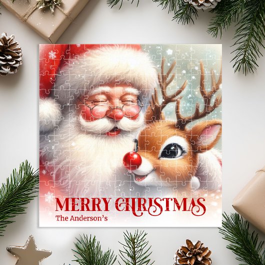 Personalized Santa and Rudolph Christmas Kids   Legpuzzel