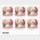 Personalized Santa and Rudolph Cute Christmas Kids Vierkante Sticker (Vel)
