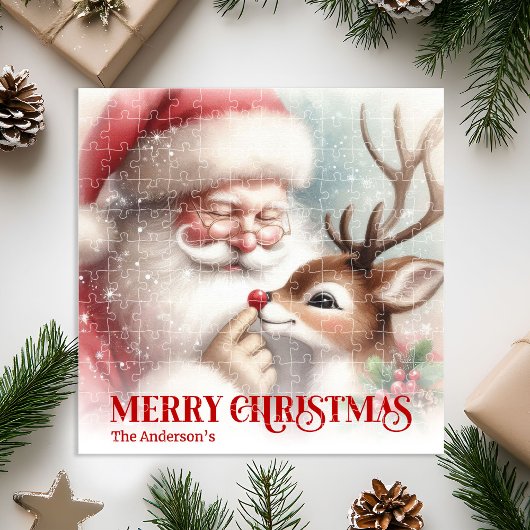 Personalized Santa and Rudolph Kids Christmas Gift Legpuzzel