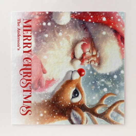 Personalized Santa and Rudolph Kids Xmas Puzzle  Legpuzzel (Horizontaal)