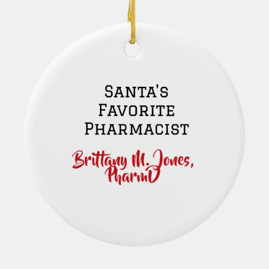 Personalized Santa as a Pharmacist Ornament (Achterkant)