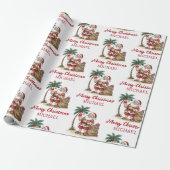 Personalized Santa Beach Tropical Hawaiian Palm    Cadeaupapier (Uitgerold)