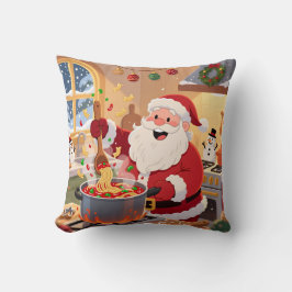 Personalized Santa Chef Pasta Night Throw Pillow Kussen