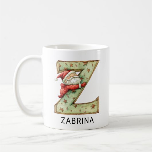 Personalized Santa Christmas Monogram Initial Z Koffiemok (Links)