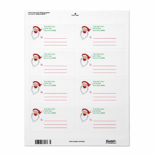 Personalized Santa Claus Mailing Label (Full Sheet)