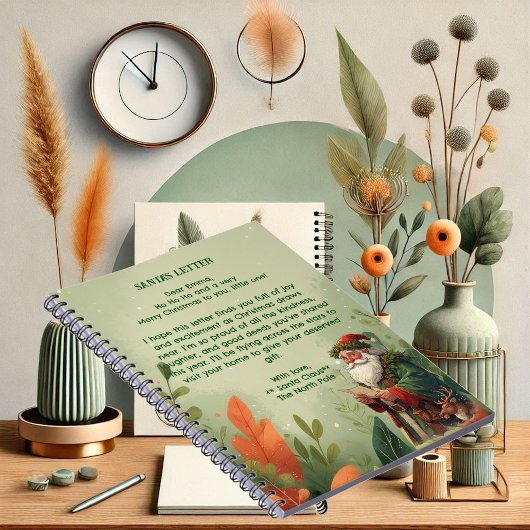 Personalized Santa Claus North Pole Reindeer Green Notitieboek