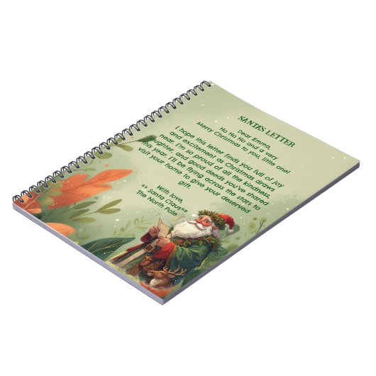 Personalized Santa Claus North Pole Reindeer Green Notitieboek (Linkerzijde)