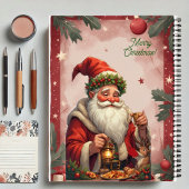Personalized Santa Claus North Pole Reindeer Red  Notitieboek