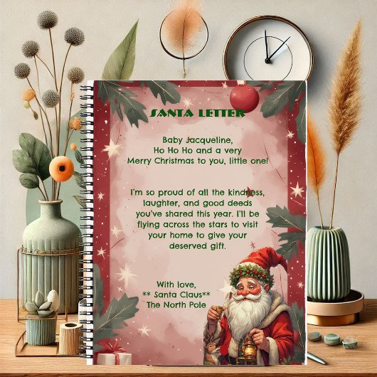 Personalized Santa Claus North Pole Reindeer Red  Notitieboek