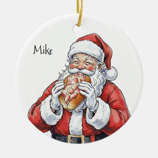 Personalized Santa eating lobster roll Ornament (Voorkant)