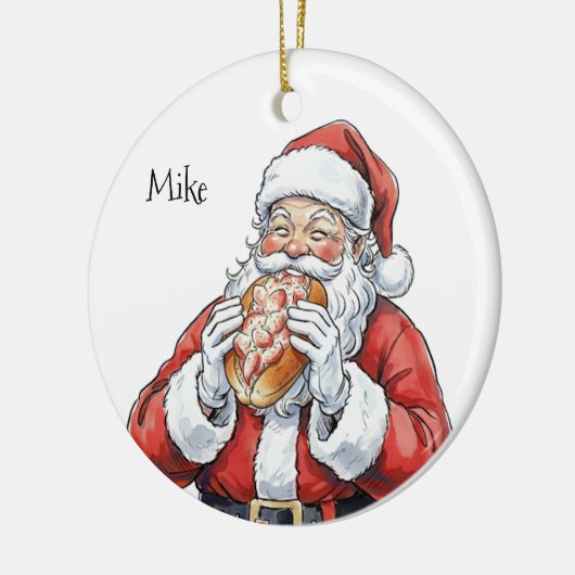 Personalized Santa eating lobster roll Ornament (Links)
