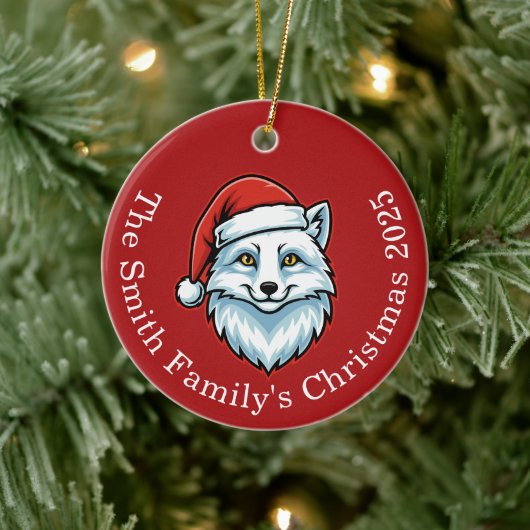 Personalized Santa Fox Ceramic Christmas Ornament (Boom)