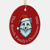 Personalized Santa Fox Ceramic Christmas Ornament  (Rechts)