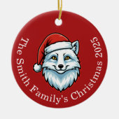 Personalized Santa Fox Ceramic Christmas Ornament (Voorkant)