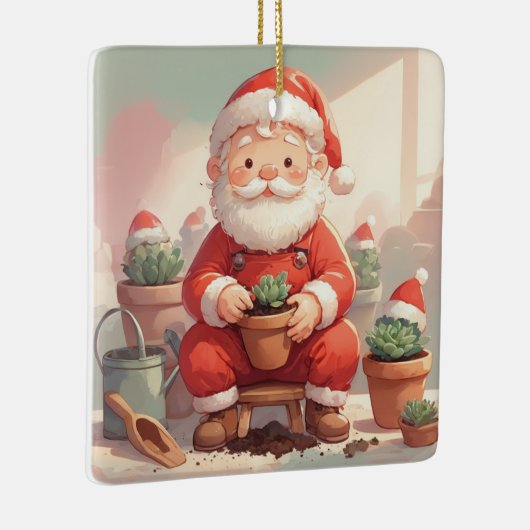 Personalized Santa Gardener Succulent Christmas Keramisch Ornament (Rechts)