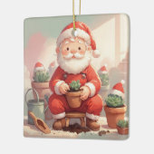 Personalized Santa Gardener Succulent Christmas Keramisch Ornament (Links)