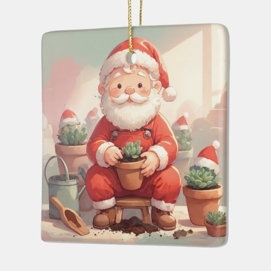 Personalized Santa Gardener Succulent Christmas Keramisch Ornament (Links)