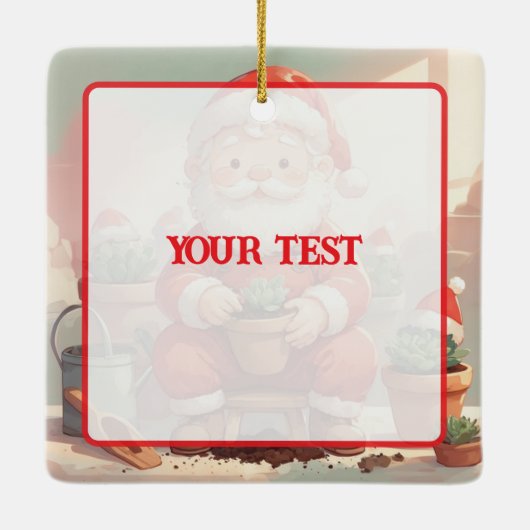 Personalized Santa Gardener Succulent Christmas Keramisch Ornament (Achterkant)