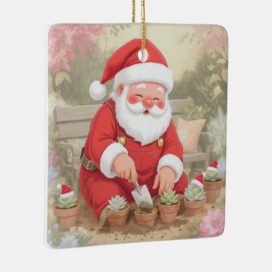 Personalized Santa Gardener Succulent Christmas Keramisch Ornament (Rechts)