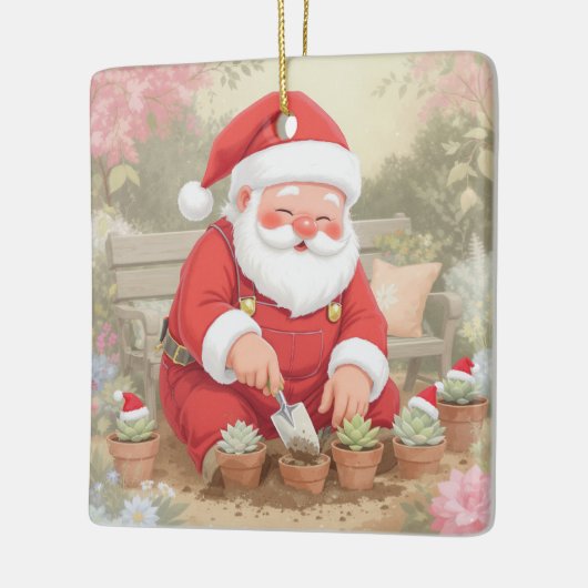 Personalized Santa Gardener Succulent Christmas Keramisch Ornament (Links)