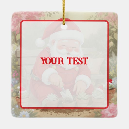Personalized Santa Gardener Succulent Christmas Keramisch Ornament (Achterkant)