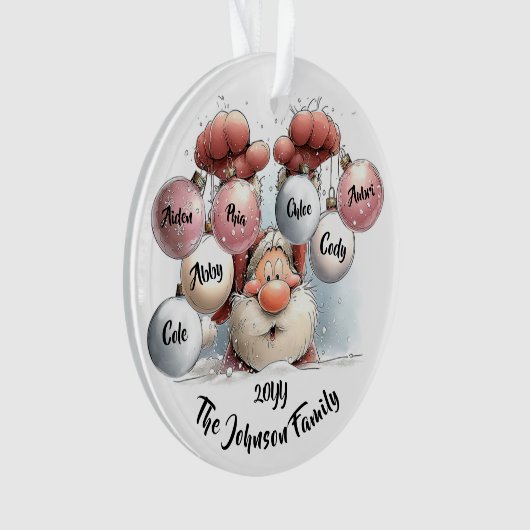 Personalized Santa in Snow Acrylic Ornament (voorkant)