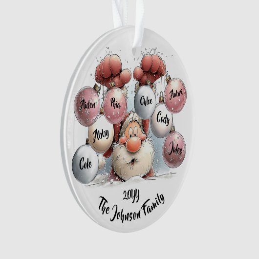 Personalized Santa in Snow Acrylic Ornament (voorkant)