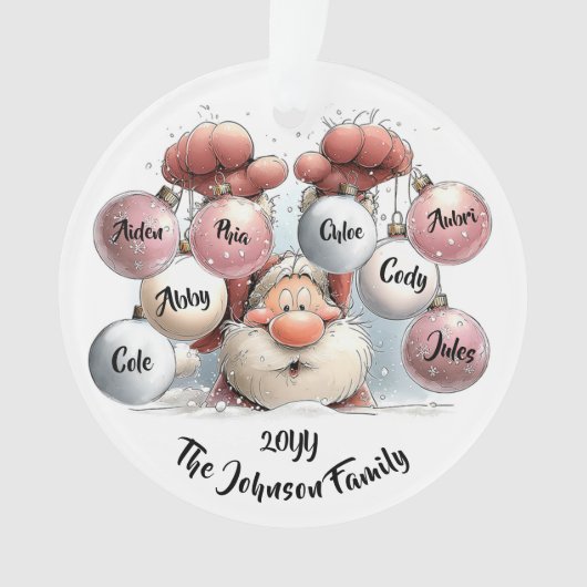 Personalized Santa in Snow Acrylic Ornament (voorkant)