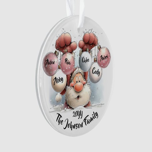 Personalized Santa in Snow Acrylic Ornament (voorkant)