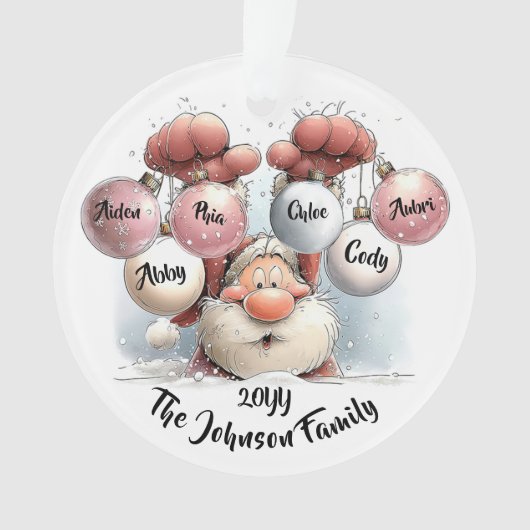 Personalized Santa in Snow Acrylic Ornament (voorkant)