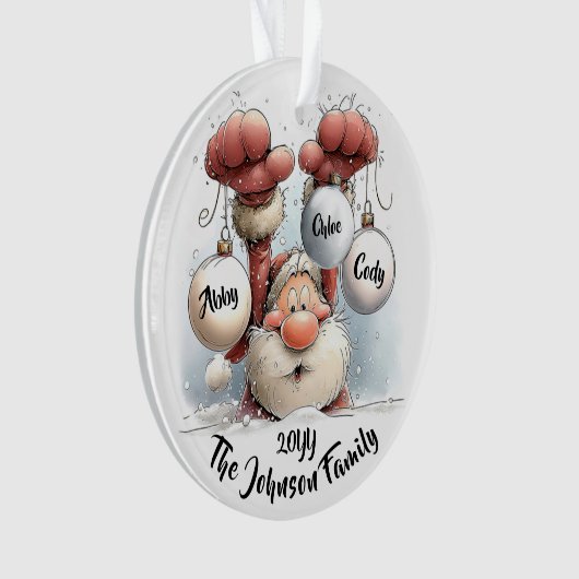 Personalized Santa in Snow Acrylic Ornament (voorkant)