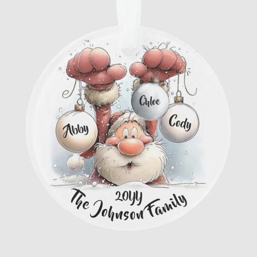 Personalized Santa in Snow Acrylic Ornament (achterkant)