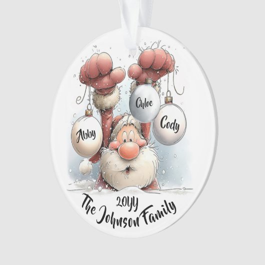 Personalized Santa in Snow Acrylic Ornament (voorkant)
