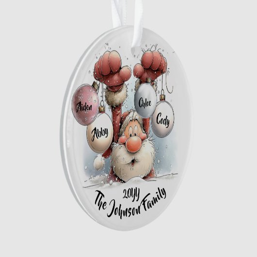 Personalized Santa in Snow Acrylic Ornament (voorkant)