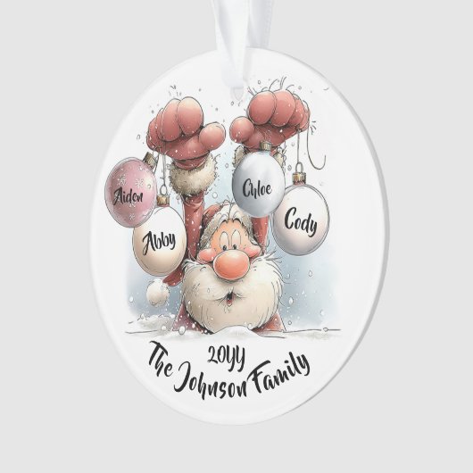 Personalized Santa in Snow Acrylic Ornament (voorkant)