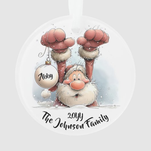 Personalized Santa in Snow Acrylic Ornament (achterkant)