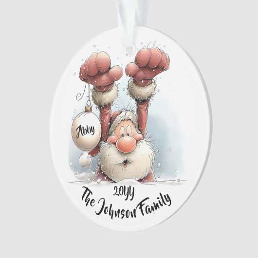 Personalized Santa in Snow Acrylic Ornament (voorkant)