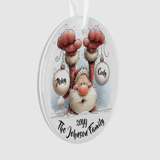 Personalized Santa in Snow Acrylic Ornament (voorkant)
