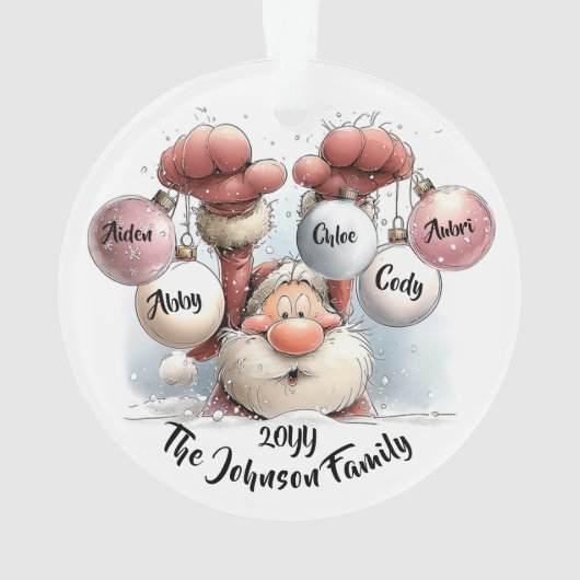 Personalized Santa in Snow Acrylic Ornament (achterkant)