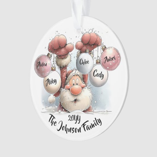 Personalized Santa in Snow Acrylic Ornament (voorkant)