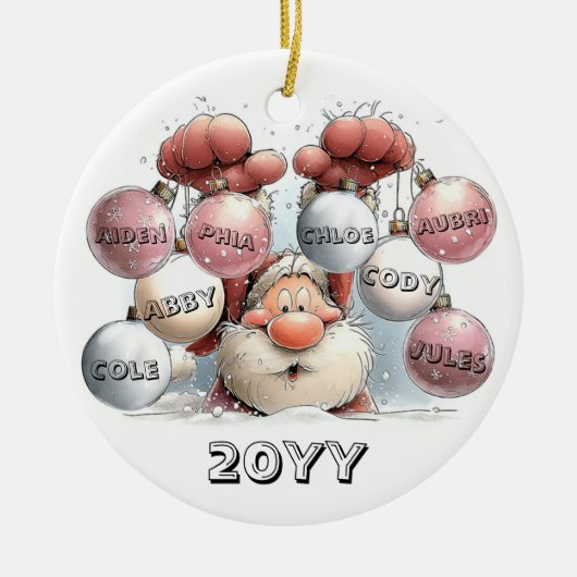 Personalized Santa in Snow Ceramic Ornament  (Voorkant)