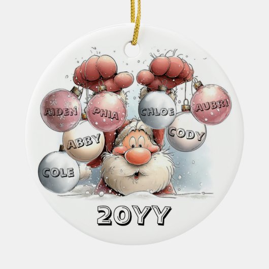 Personalized Santa in Snow Ceramic Ornament  (Voorkant)
