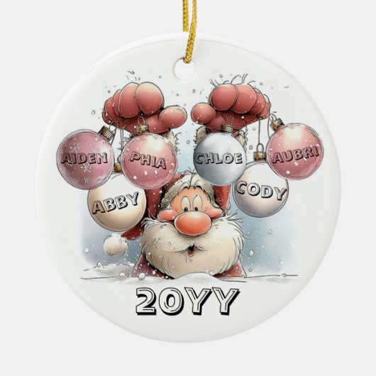 Personalized Santa in Snow Ceramic Ornament  (Voorkant)
