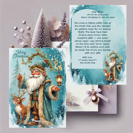 Personalized Santa Letter From North Pole Reindeer Feestdagenkaart