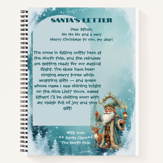 Personalized Santa Letter From North Pole Reindeer Notitieboek (Voorkant)