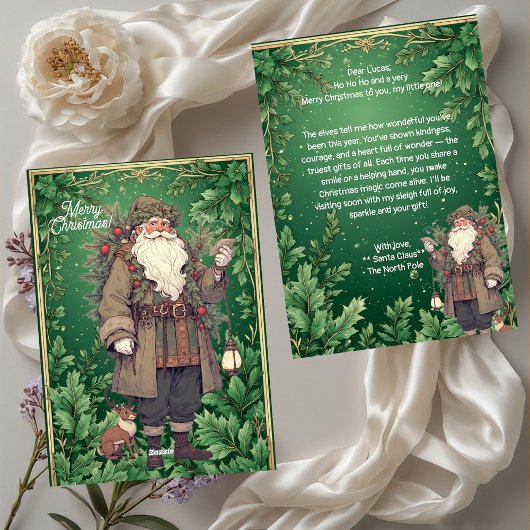 Personalized Santa Letter North Pole Greenery Xmas Feestdagenkaart